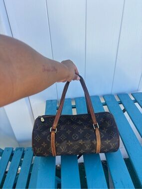 Vintage LV Brown Monogram Canvas Barrel Bag with Leather Handles- AUTHENTIC